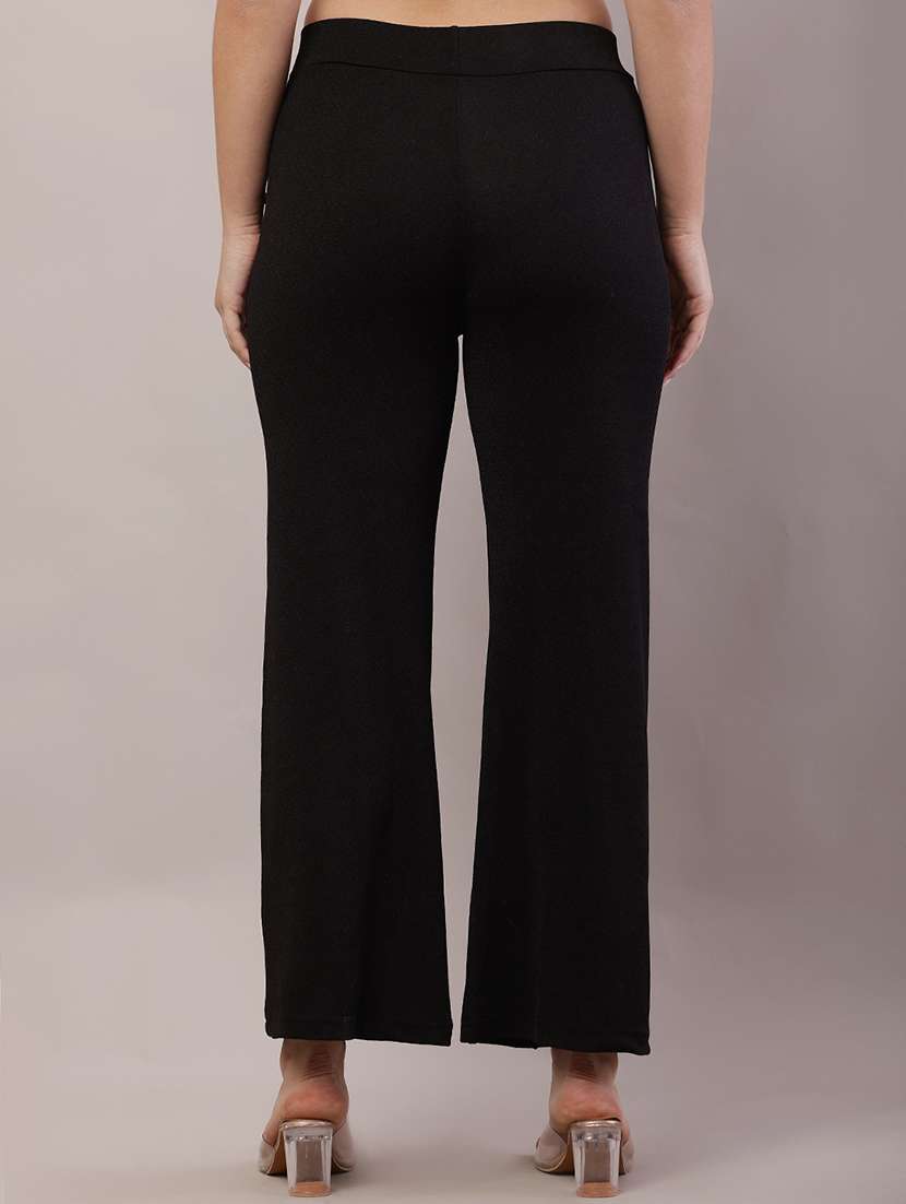 women solid mid rise straight trouser - 21728153 -  Standard Image - 3