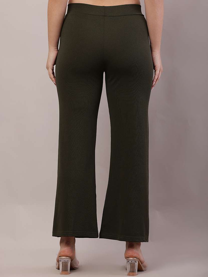 women solid mid rise straight trouser - 21728155 -  Standard Image - 3