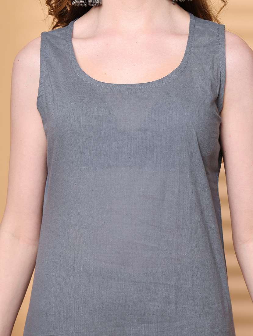 women grey floral printed kurta pant set - 21728158 -  Standard Image - 5