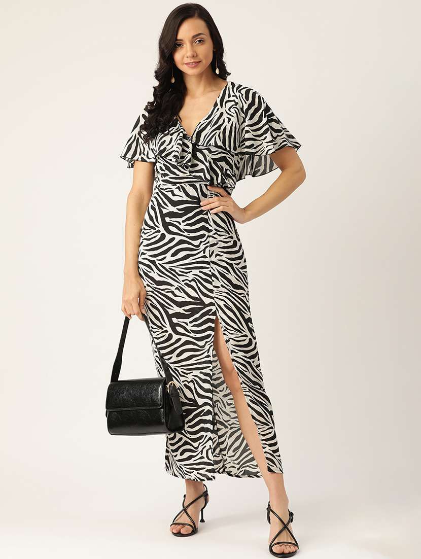 women animal print high slit a-line dress - 21728174 - Zoom Image - 0