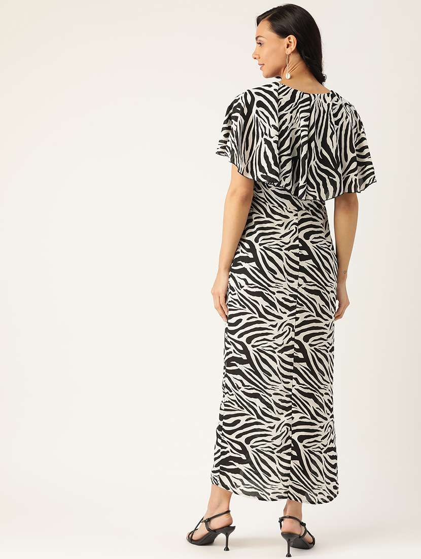 women animal print high slit a-line dress - 21728174 - Standard Image - 3