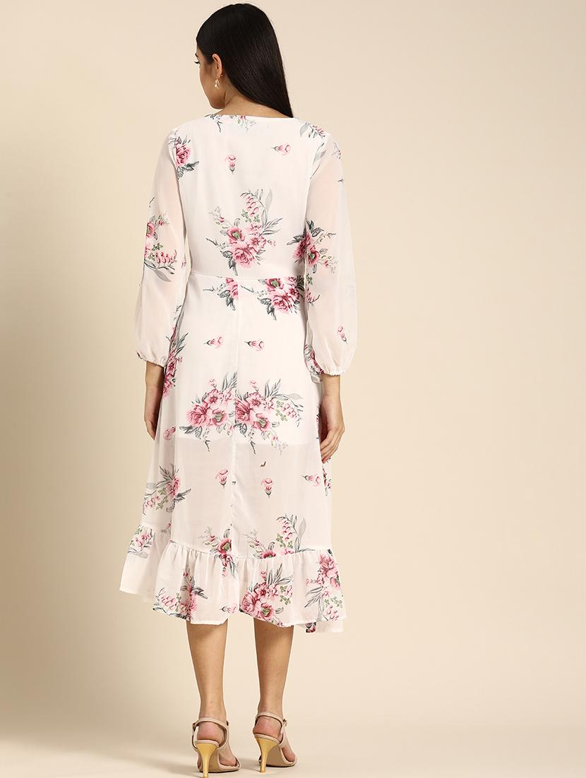 women floral print puff sleeevs tiered dress - 21728201 - Standard Image - 3