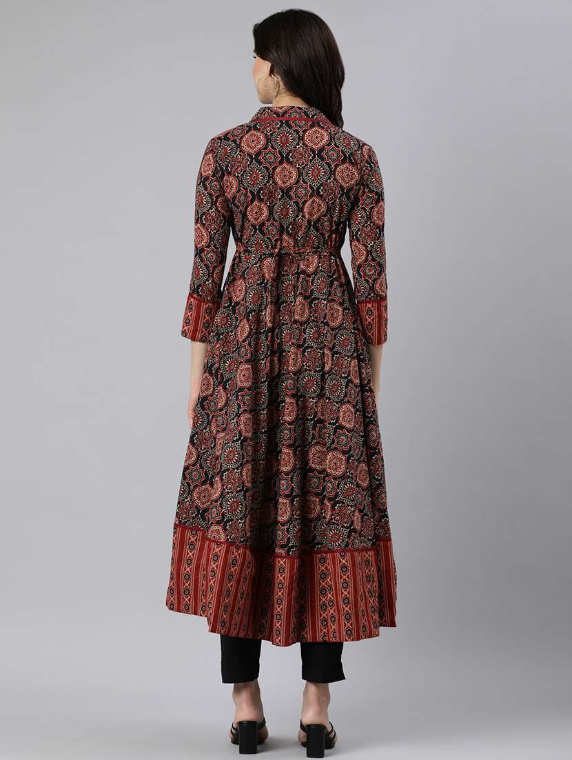 women printed round neck flared kurta - 21728259 -  Standard Image - 3