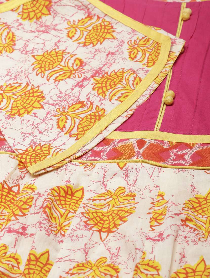 women off-white printed round neck flared kurta - 21728261 -  Standard Image - 5