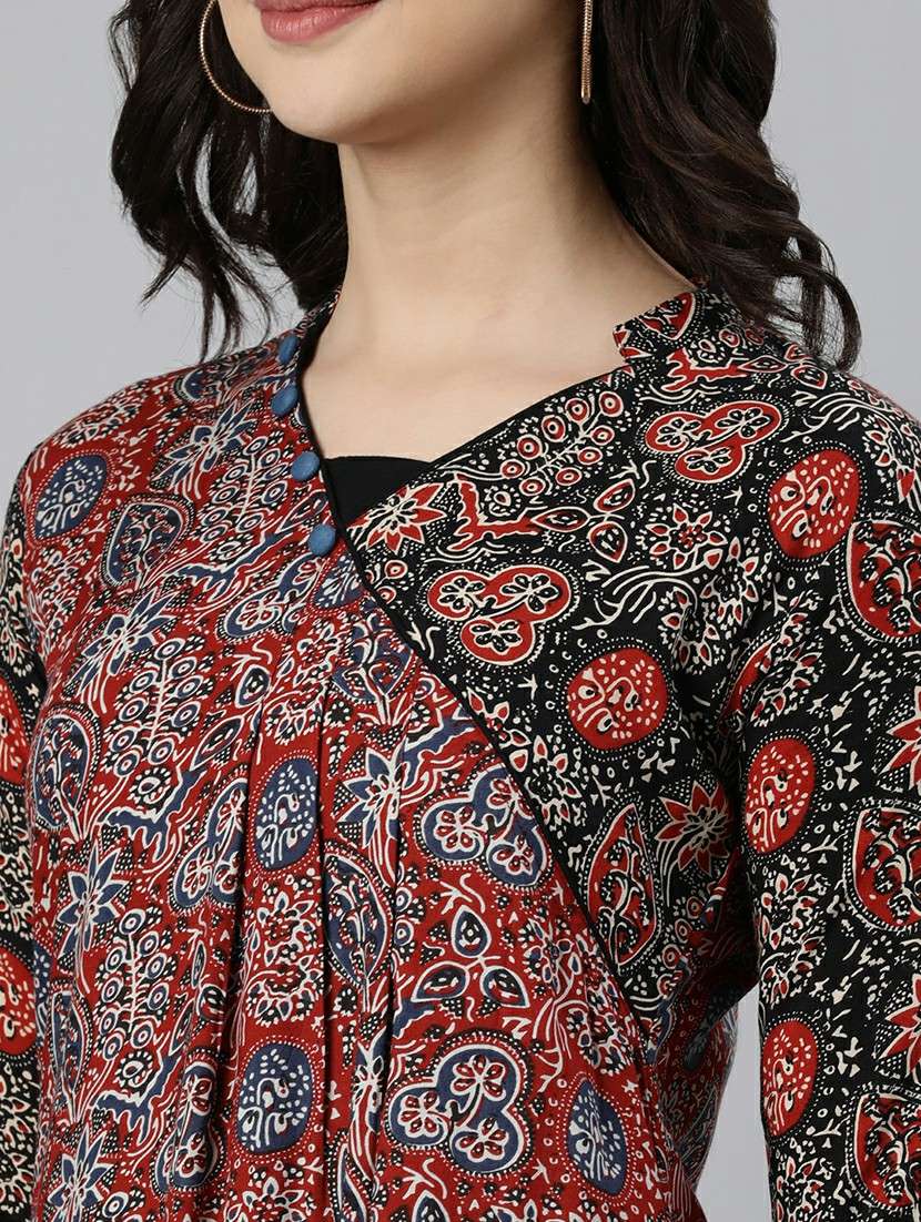 women printed three quarter sleeve kurta - 21728269 -  Standard Image - 5