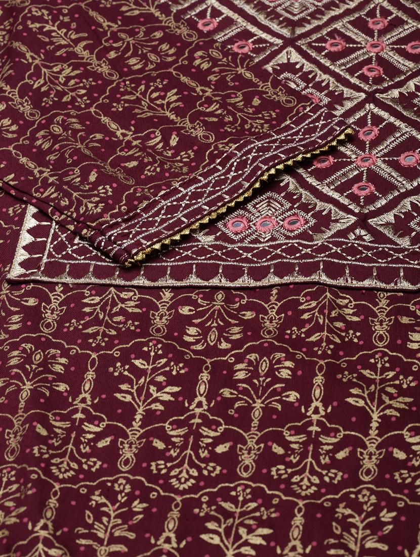women foil print three quarter sleeve straight kurta - 21728276 - Standard Image - 5