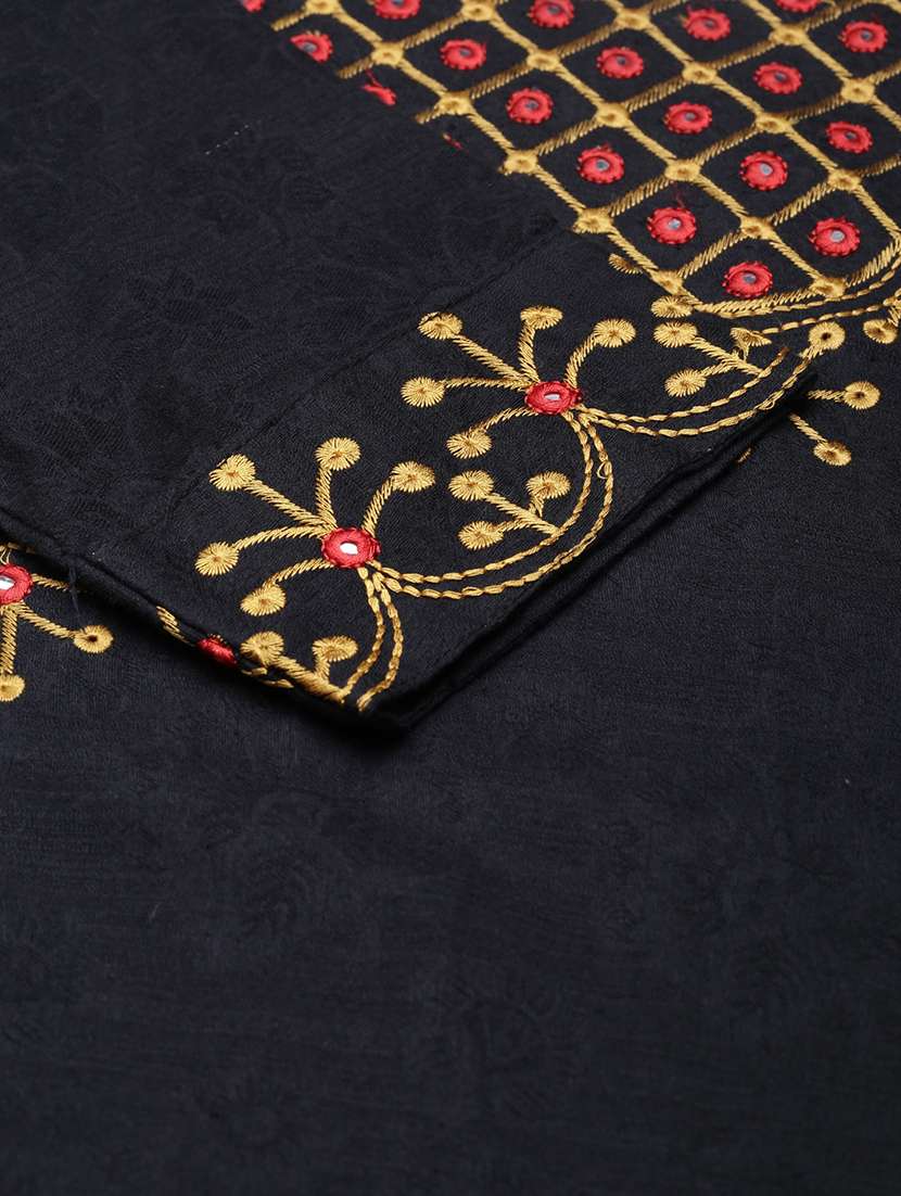 women mirror work three quarter sleeve straight kurta - 21728277 - Standard Image - 5