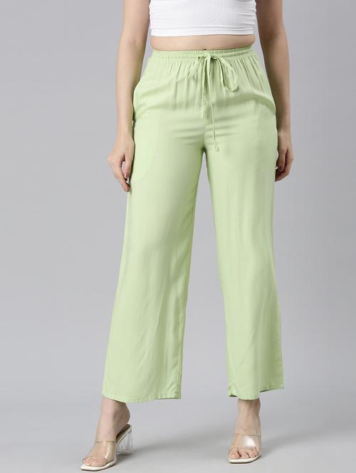 women solid mid rise straight palazzo - 21728290 - Standard Image - 0