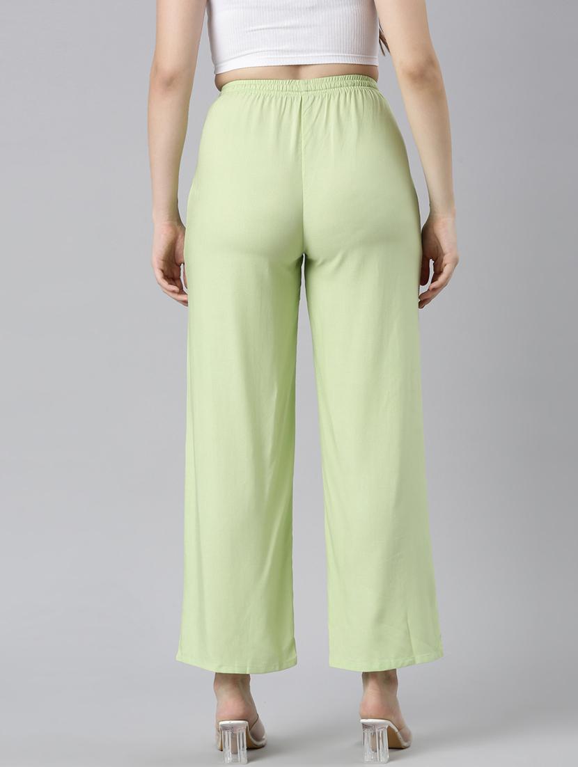 women solid mid rise straight palazzo - 21728290 - Standard Image - 3