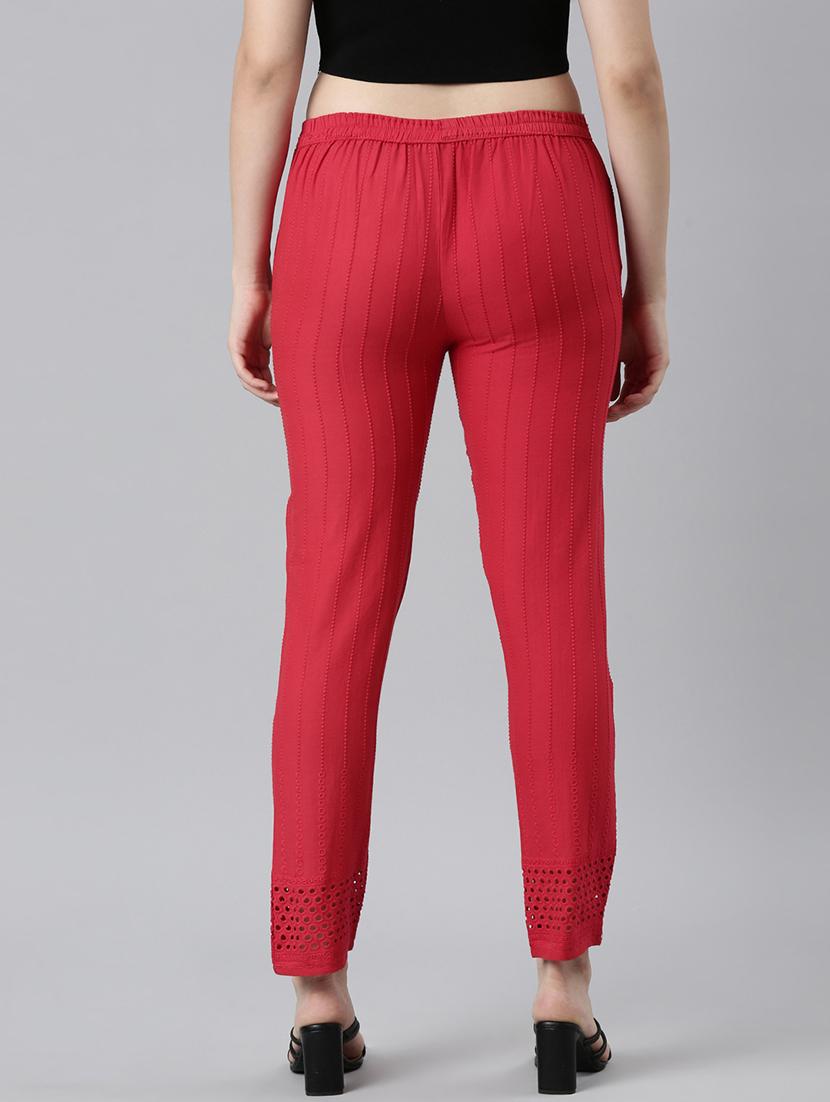 women mid rise embroidered tapered pant - 21728291 - Standard Image - 3