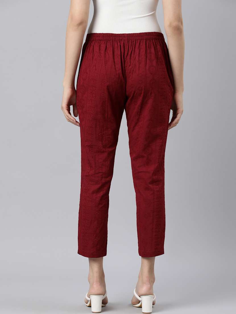 women mid rise embroidered tapered pant - 21728292 -  Standard Image - 3