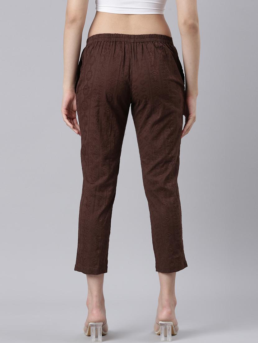 women mid rise embroidered tapered pant - 21728294 - Standard Image - 3