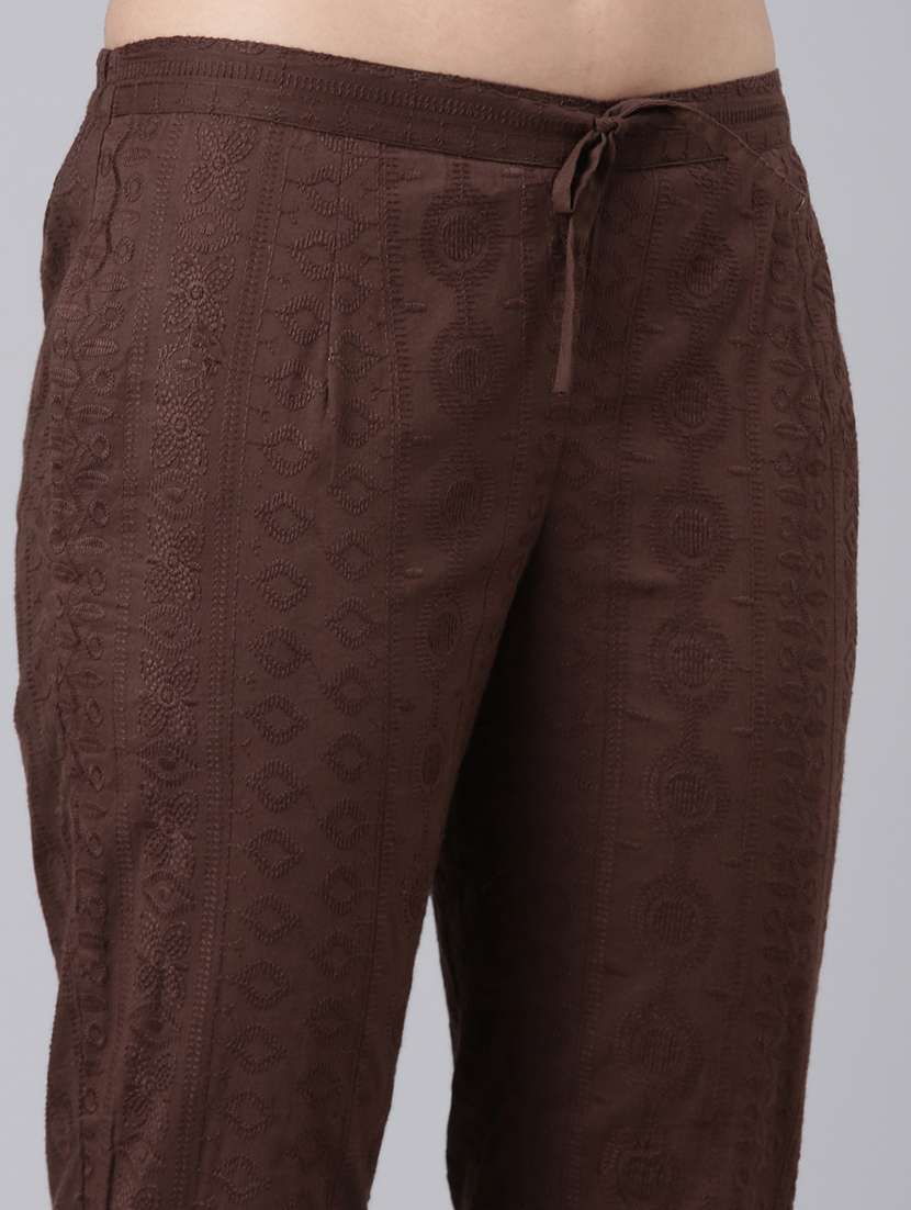 women mid rise embroidered tapered pant - 21728294 - Standard Image - 5