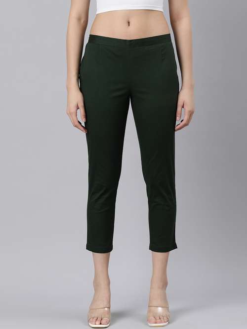 women mid rise solid cigarette pant - 21728297 -  Standard Image - 0