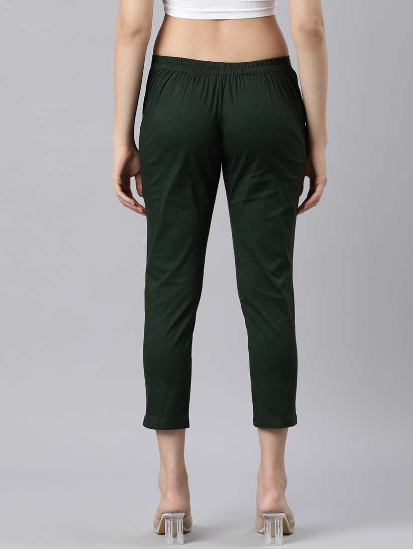 women mid rise solid cigarette pant - 21728297 -  Standard Image - 3