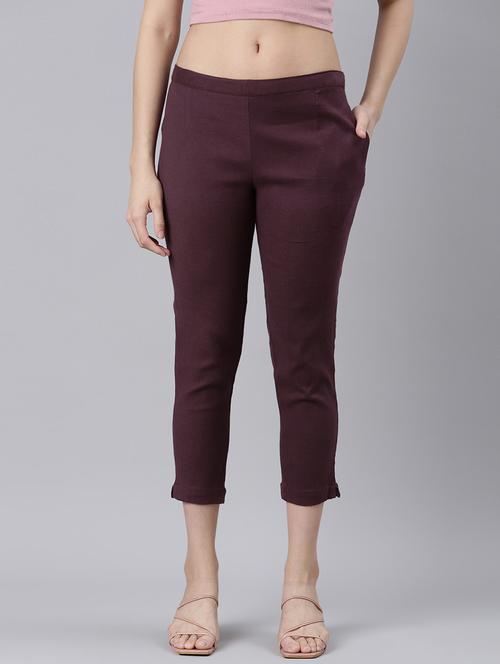 women mid rise solid cigarette pant - 21728298 -  Standard Image - 0