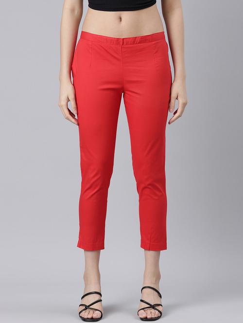 women mid rise solid cigarette pant - 21728299 -  Standard Image - 0