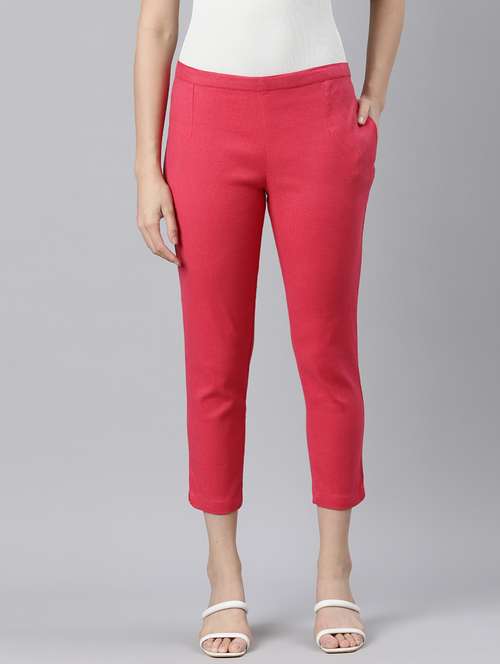 women mid rise solid cigarette pant - 21728302 -  Standard Image - 0
