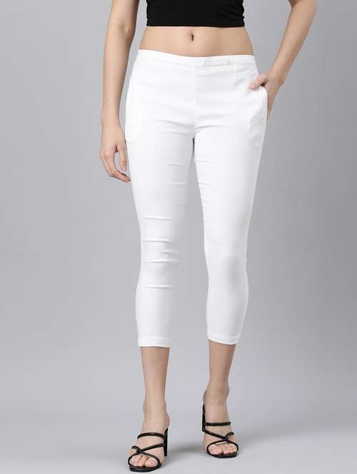 women mid rise solid cigarette pant - 21728303 -  Standard Image - 0