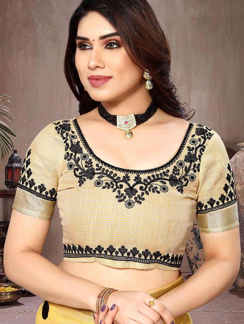 women polka dots bordered saree with blouse - 21728329 - Standard Image - 3