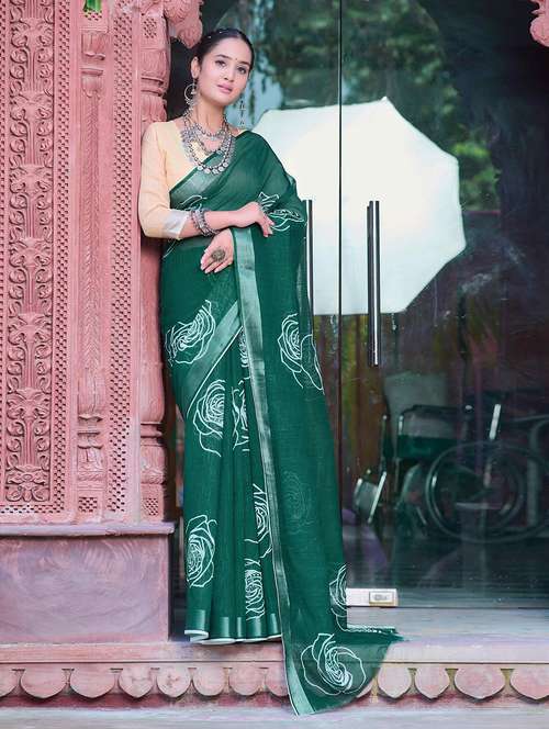 women printed casual wear saree with blouse - 21728343 -  Standard Image - 0