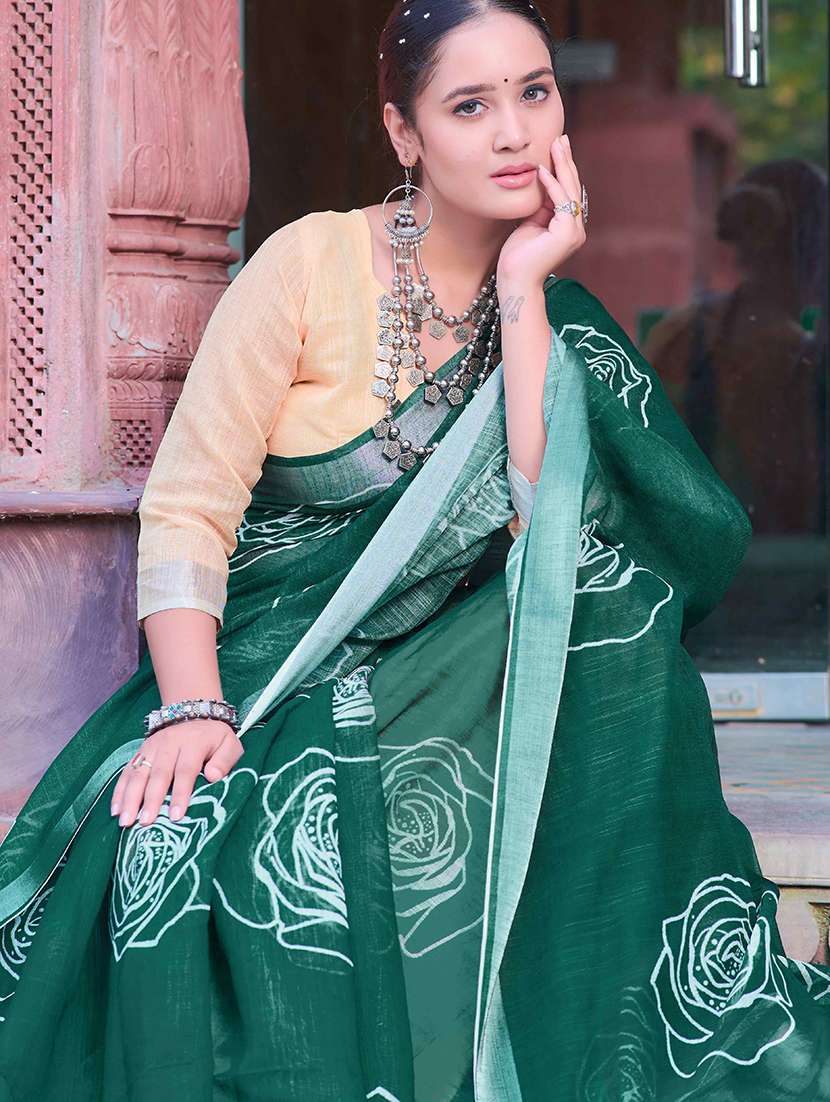 women printed casual wear saree with blouse - 21728343 -  Standard Image - 3