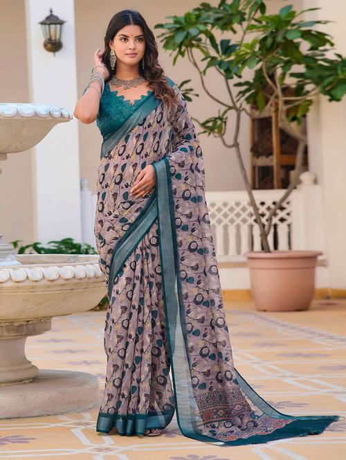 women printed casual wear saree with blouse - 21728347 - Standard Image - 0