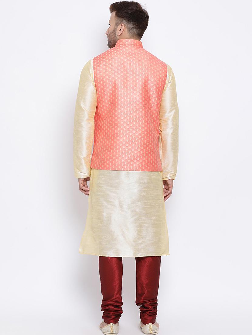 men self design kurta churidar with jacket - 21728473 - Standard Image - 3