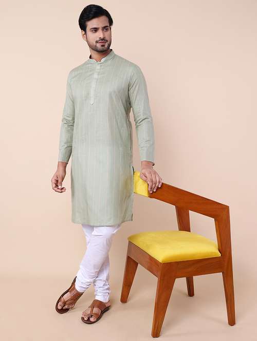 men mandarin neck striped kurta pyjama set - 21728491 - Standard Image - 0