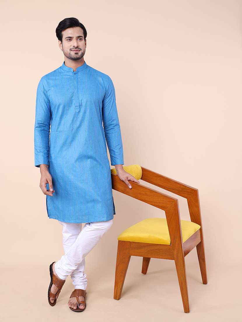 men self design kurta churidar set