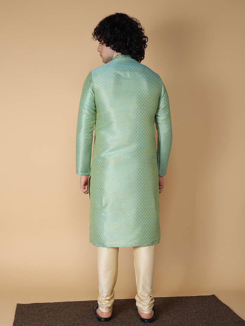 men self design kurta churidar ethnic wear set - 21728532 - Standard Image - 3