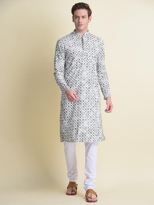 men printed kurta churidar ethnic wear set - 21728580 - Standard Image - 0
