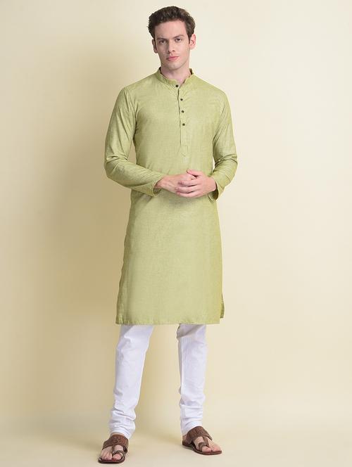 men mandarin neck solid kurta churidar set - 21728608 -  Standard Image - 0