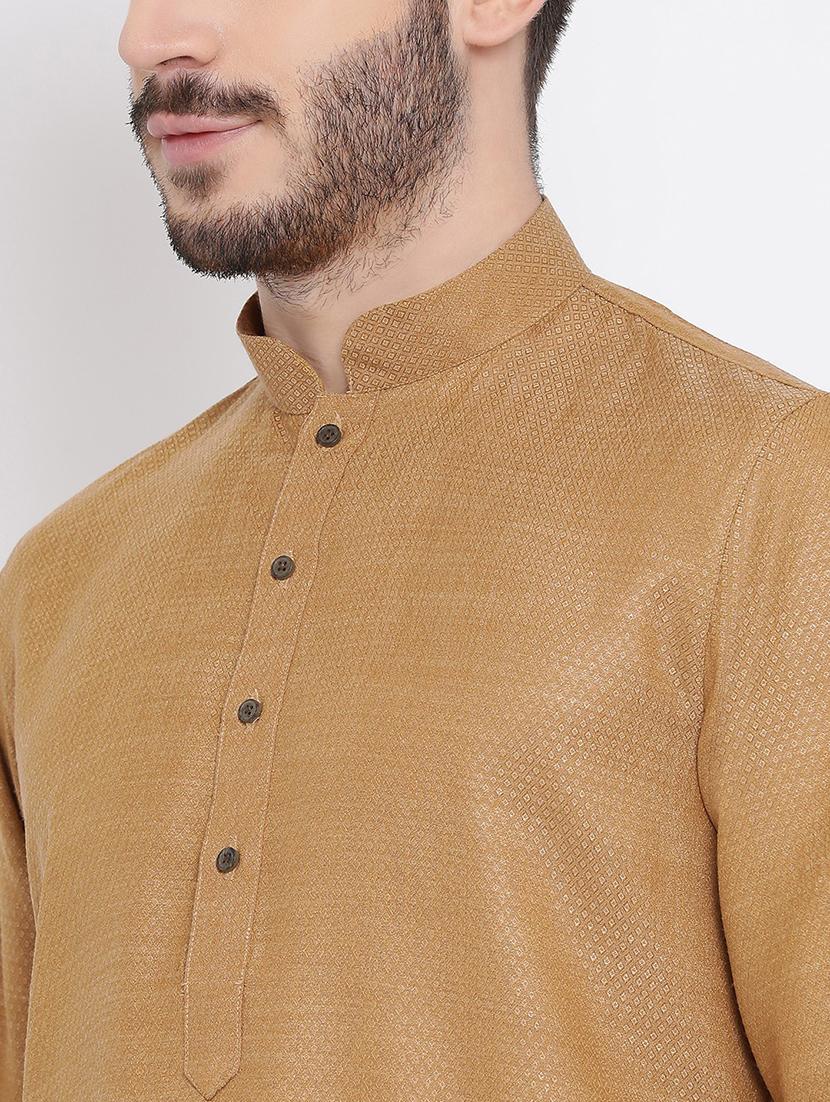 men mandarin neck self design kurta churidar set - 21728663 - Standard Image - 3