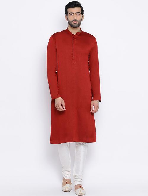 men solid kurta churidar ethnic wear set - 21728690 - Standard Image - 0