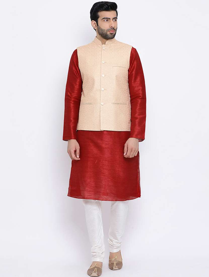 men self design kurta churidar with jacket - 21728698 - Zoom Image - 0