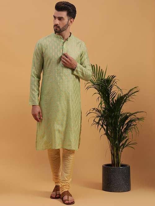 sea green silk blend kurta churidar ethnic wear set - 21728706 - Standard Image - 0