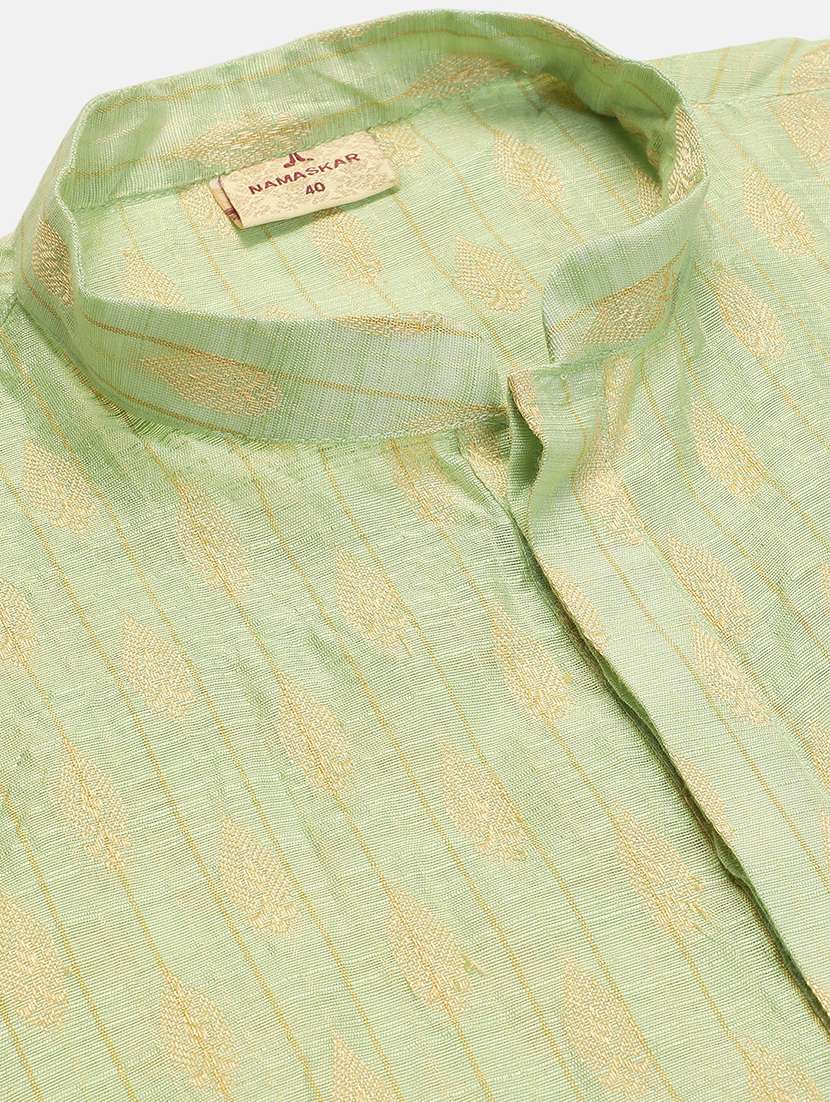 sea green silk blend kurta churidar ethnic wear set - 21728706 - Standard Image - 3