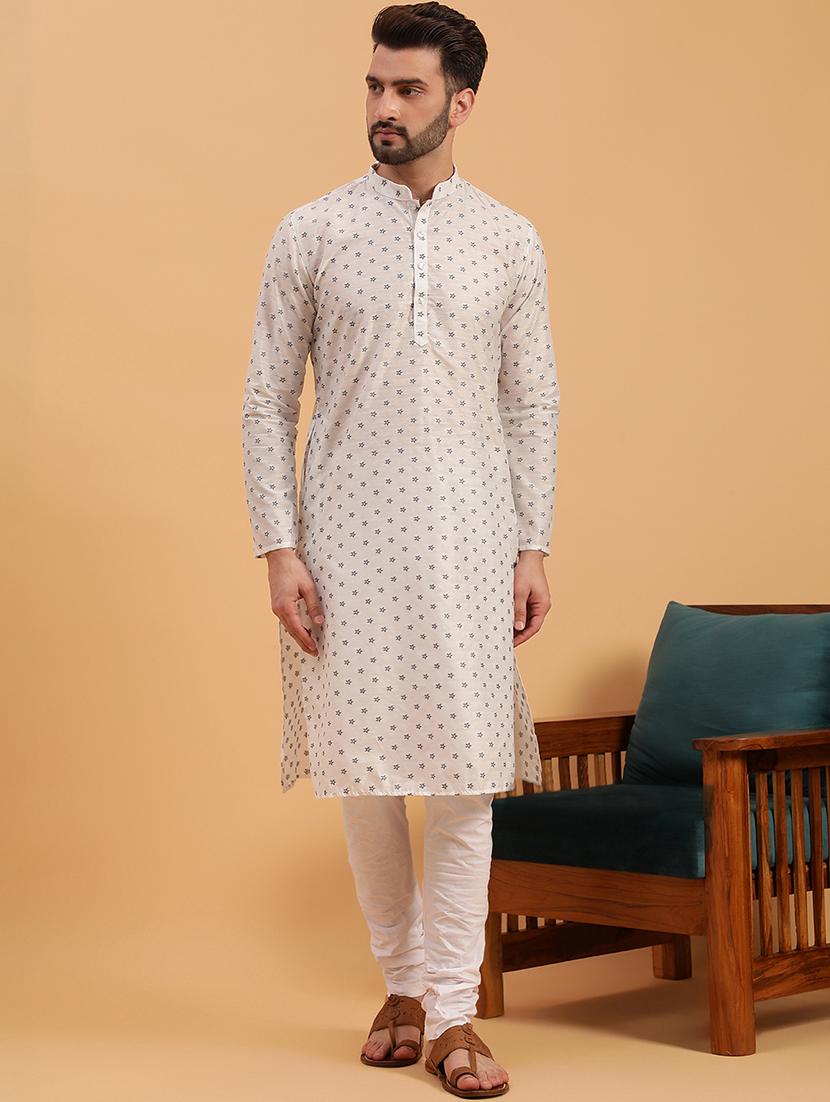 men long sleeve kurta churidar ethnic wear set