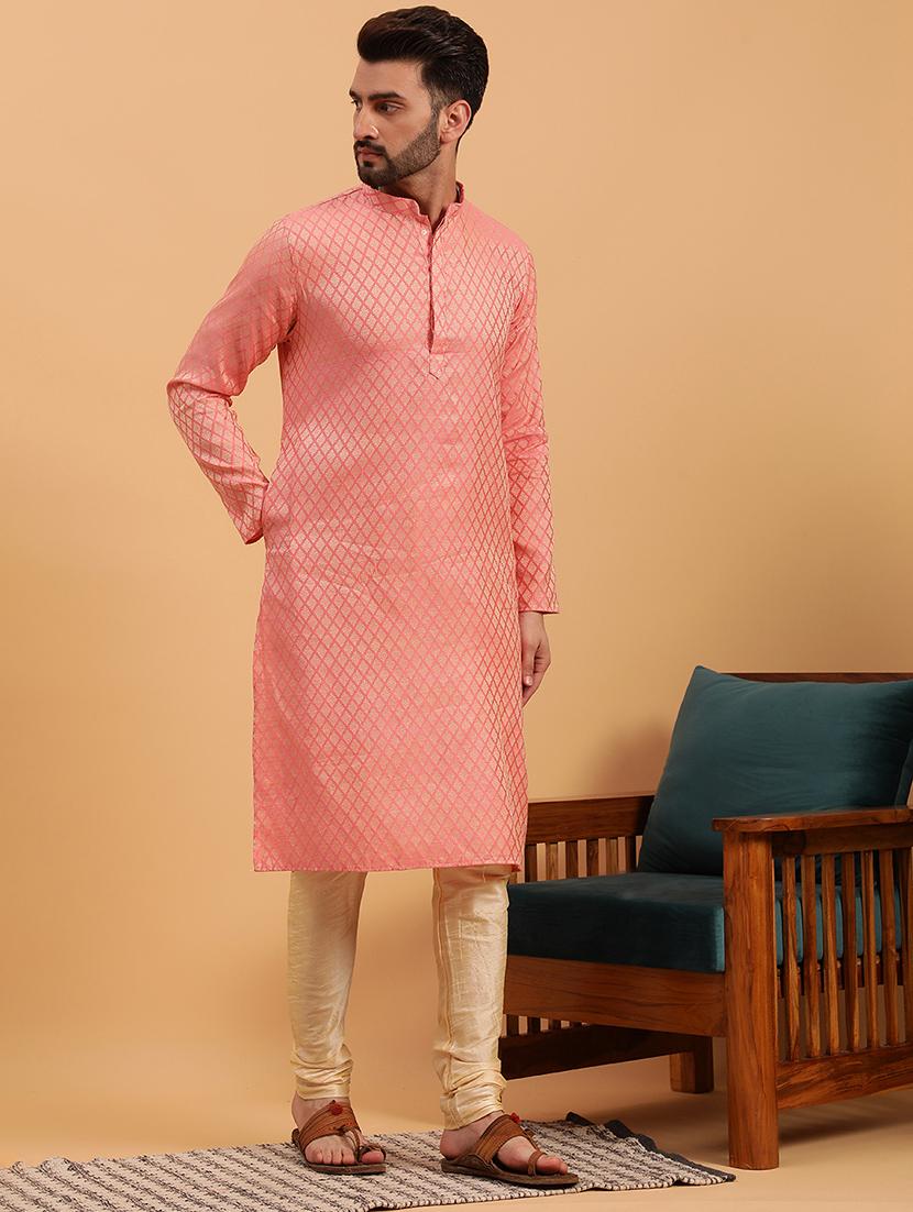 men long sleeve kurta churidar ethnic wear set - 21728725 - Zoom Image - 0