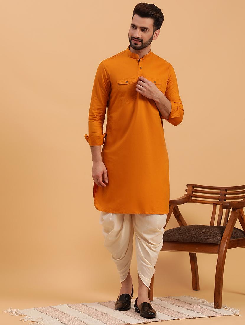 men solid kurta dhoti ethnic wear set - 21728734 - Zoom Image - 0