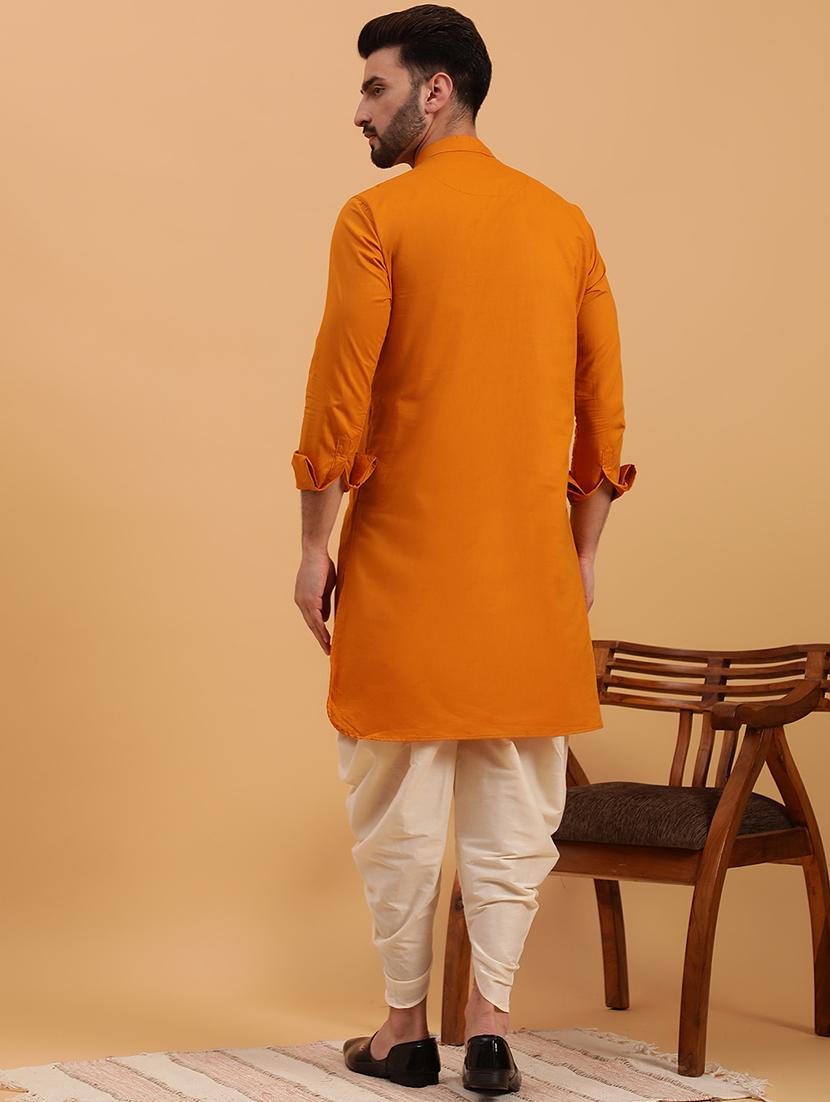 men solid kurta dhoti ethnic wear set - 21728734 - Standard Image - 3