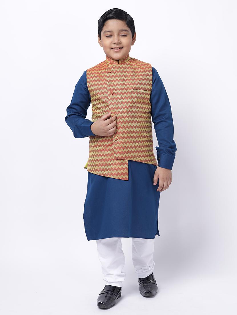 boys self design nehru jacket - 21728771 - Standard Image - 3