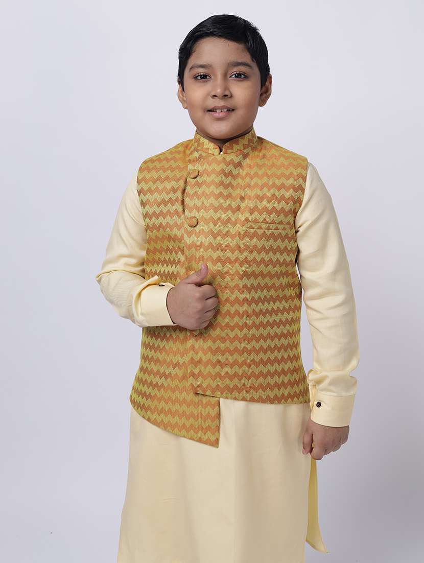 boys chevron sleeeveless nehru jacket