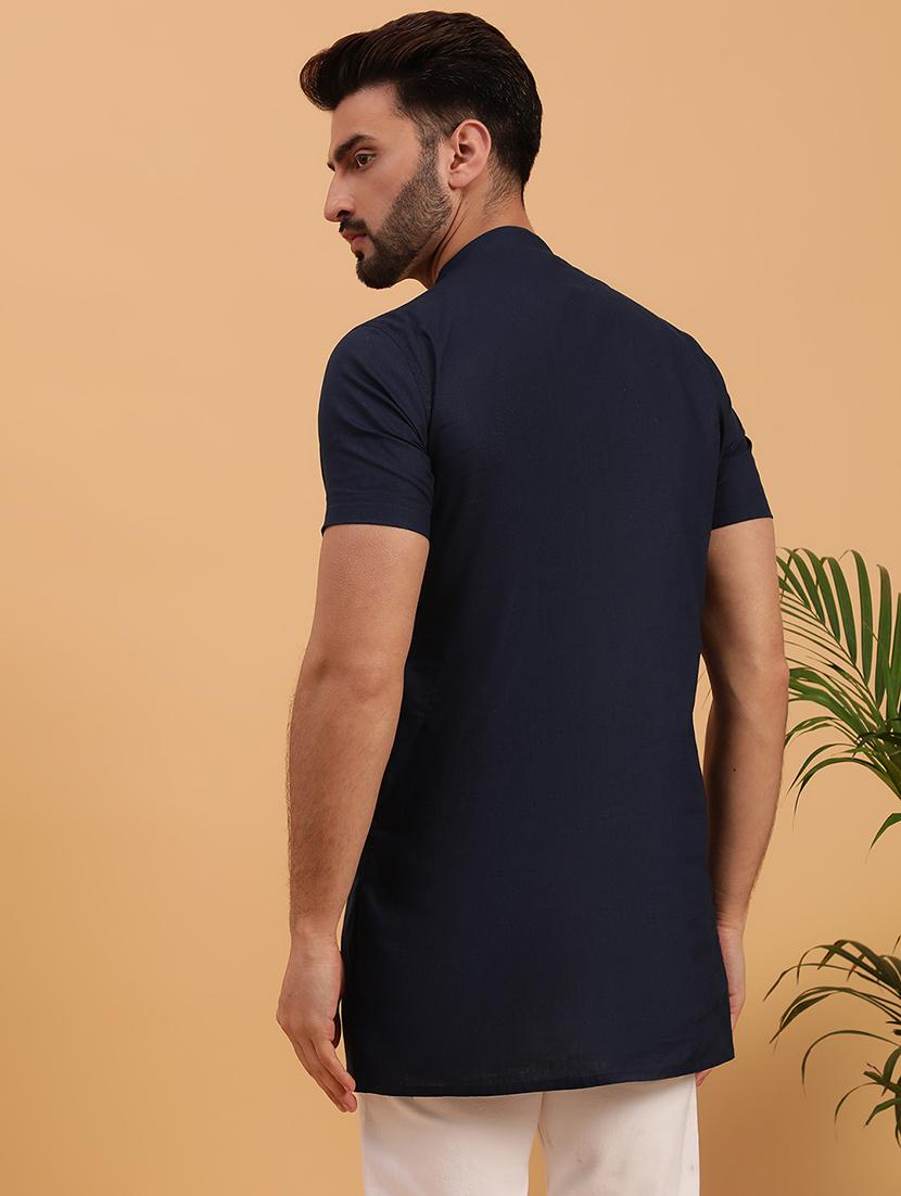 men mandarin neck long sleeve casual wear kurta - 21728845 - Standard Image - 3
