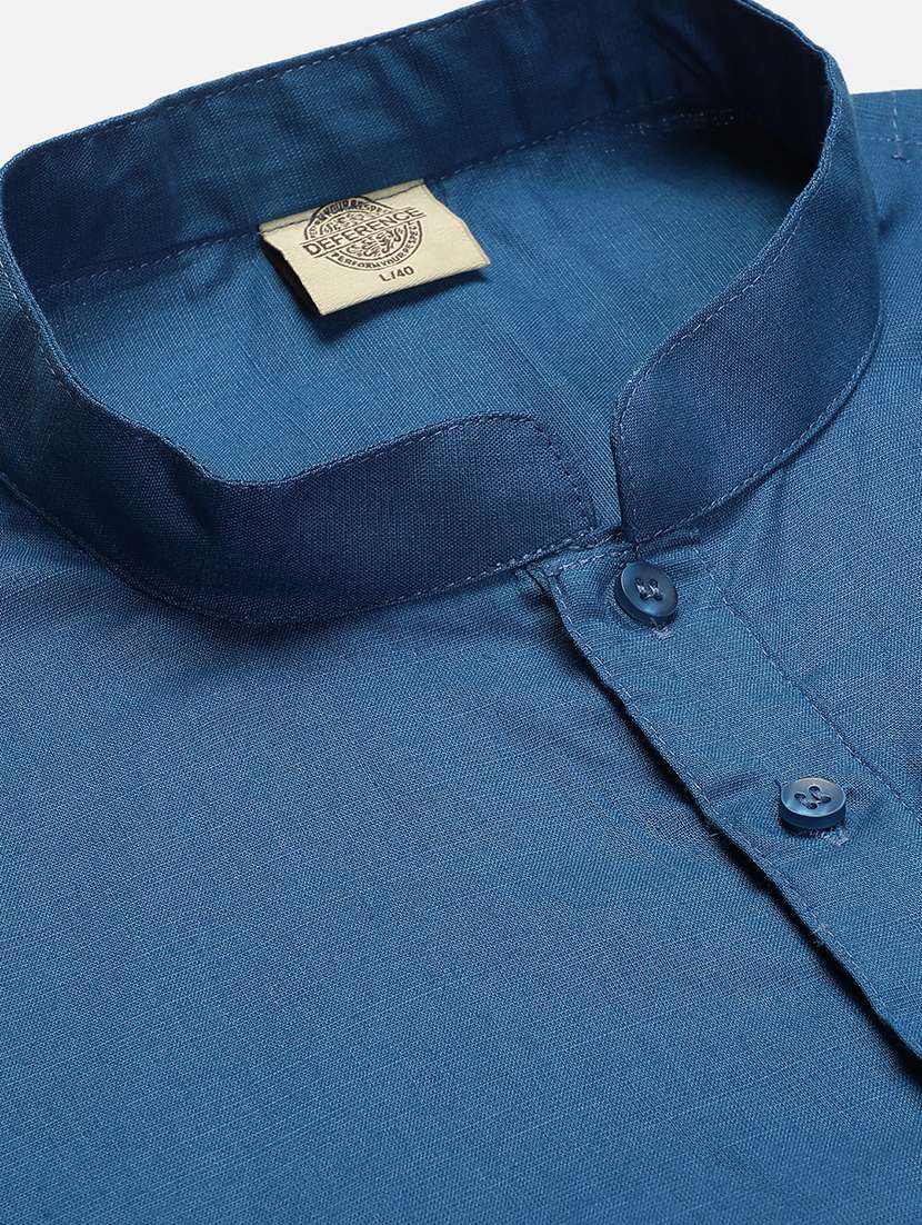 men solid mandarin neck short kurta - 21728846 -  Standard Image - 5