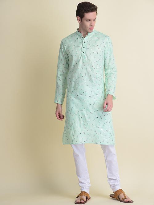 men printed mandarin neck long kurta - 21728861 -  Standard Image - 0
