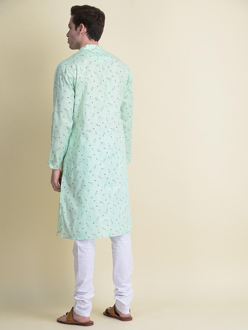 men printed mandarin neck long kurta - 21728861 - Standard Image - 3