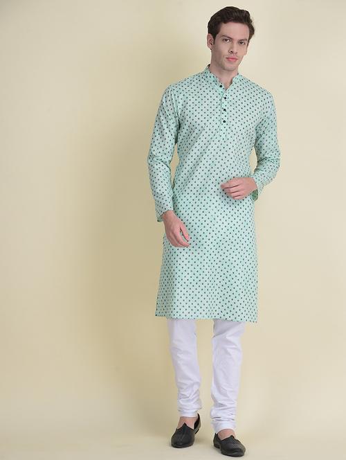 men printed mandarin neck long kurta - 21728863 - Standard Image - 0