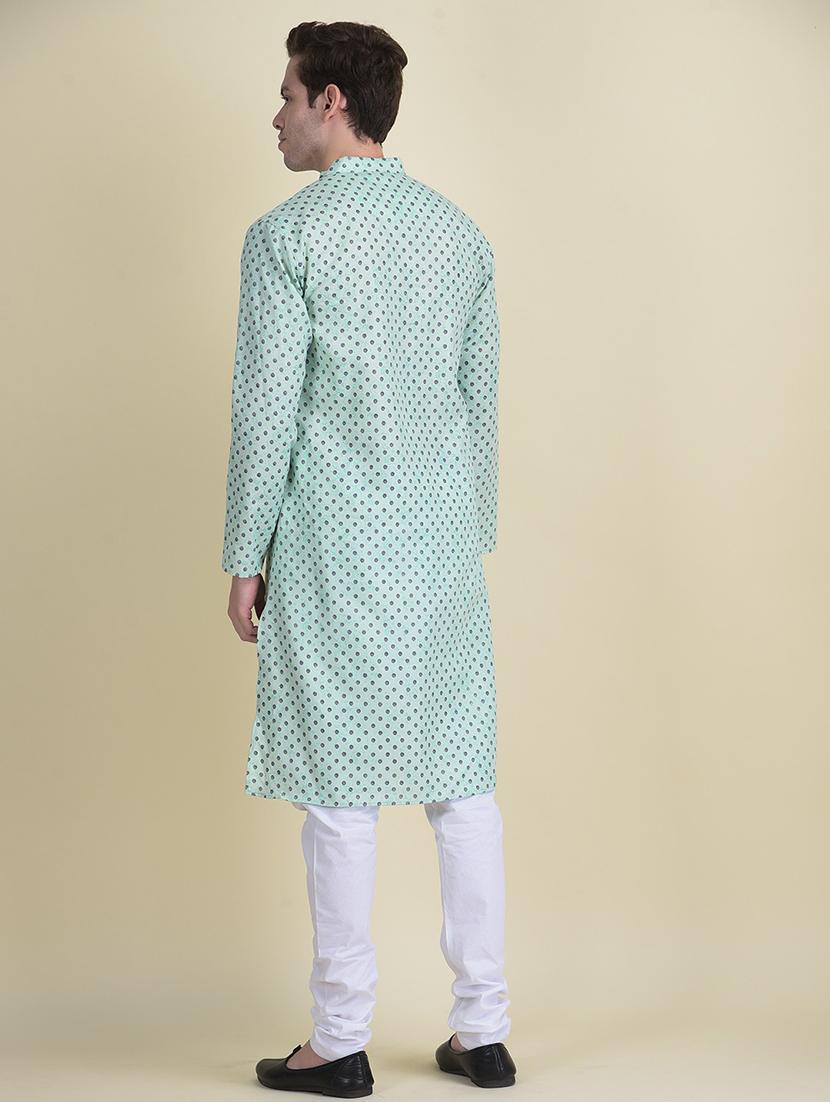 men printed mandarin neck long kurta - 21728863 - Standard Image - 3